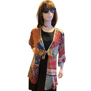 CAbi Women’s Medium Tie Top Satin Tie Knot Front